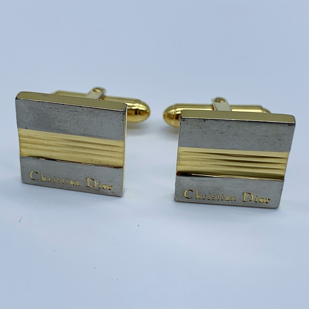 Vintage Christian Dior Two-Tone Gold and Silver Cufflinks - Picture 2 of 6